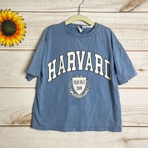 Zara Kids Harvard University Blue Graphic Print Short Sleeve T-Shirt Size 7